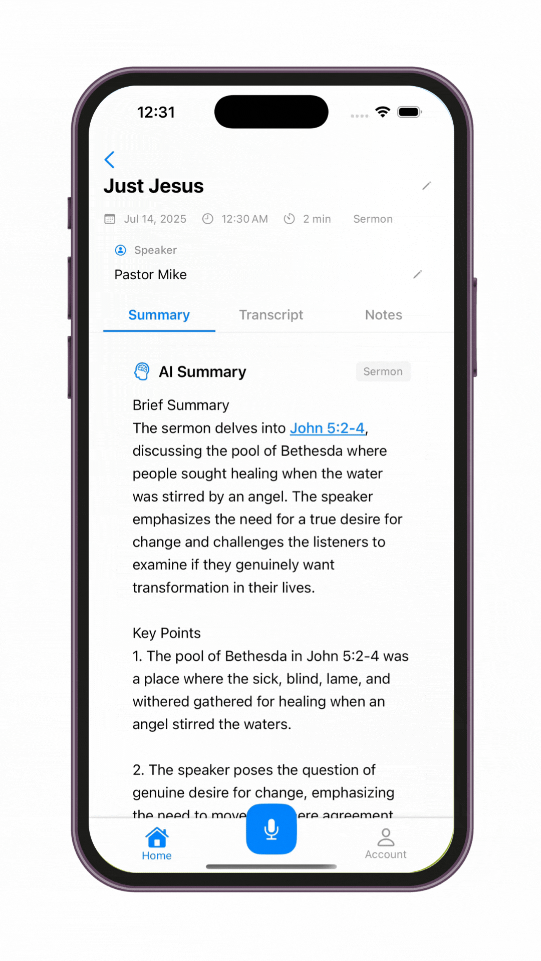 Tablet Notes Smart Summaries Demo